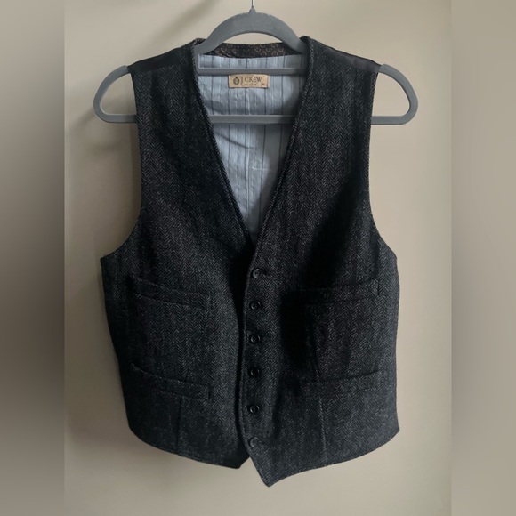 J. Crew Vintage Gray Herringbone Vest - Picture 10 of 11